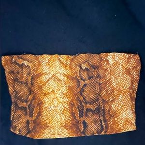 Akira yellow orange snakeskin crop tube top